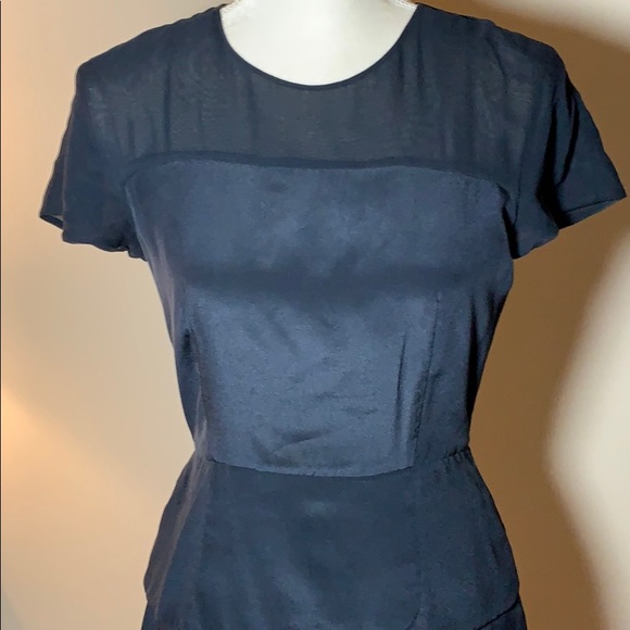 French Connection Navy Blue Tiered Silk Dress - Picture 2 of 7